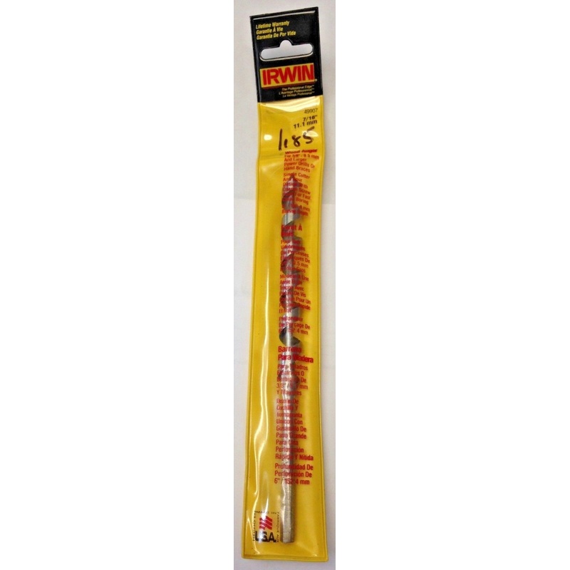 Irwin 49907 7/16" x 4-1/2" x 7-1/2" Wood Auger Bit USA Version