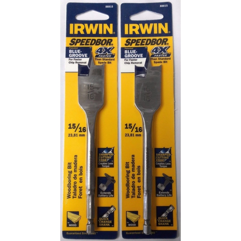 Irwin 88815 Speedbor Blue Groove Wood Boring Bit 15/16" x 6" 2PKS