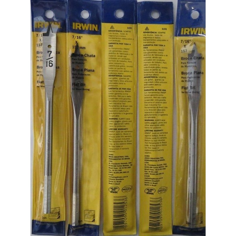 Irwin IW687 7/16" Flat Boring Bit 5 Pieces