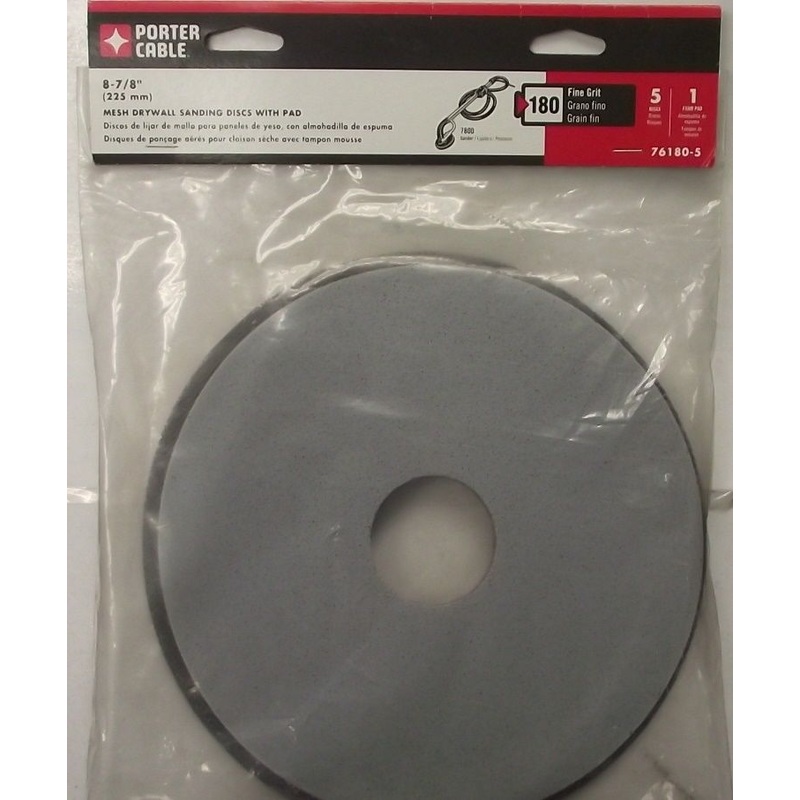 PORTER-CABLE 76180-5 9-Inch 180G Drywall Pad With 5 Mesh Discs USA