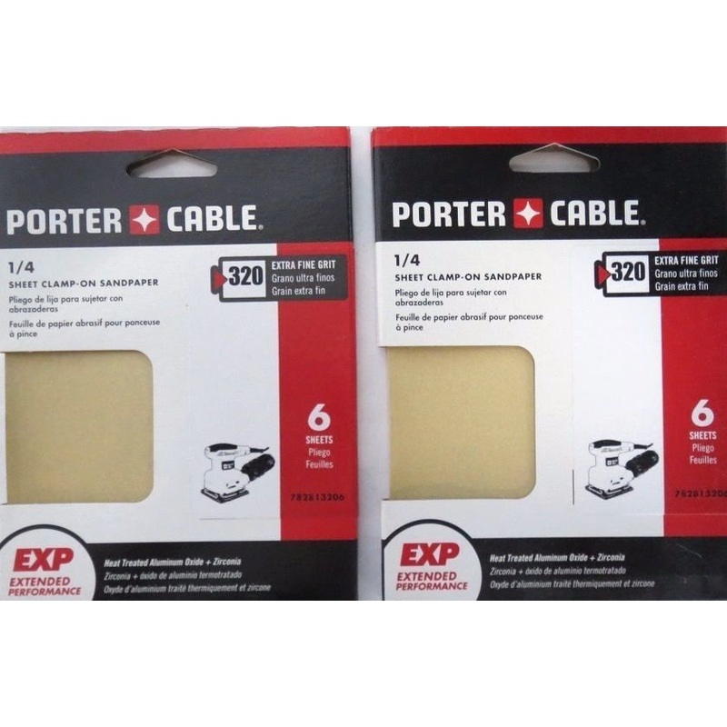 Porter Cable 782813206 PC 1/4 Sheet Clamp On 320 Grit 6PK Premium 2 Packs