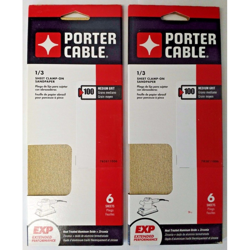 Porter Cable 783811006 6 Sheets 1/3 Sheet Clamp On Sandpaper 100 Grit 2PKS