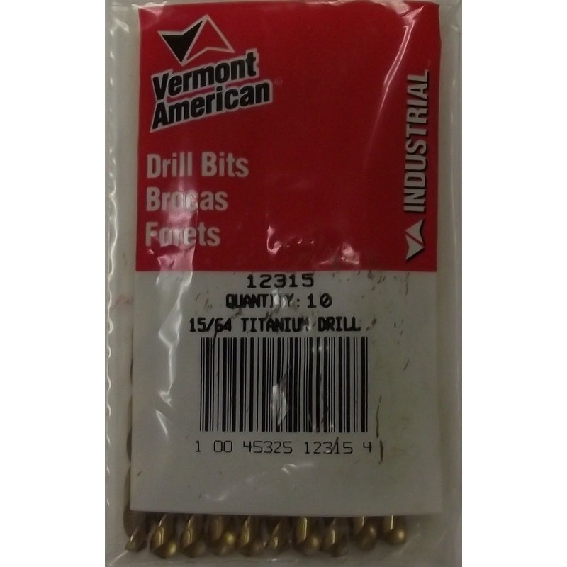 Vermont American 12315 15/64 Titanium Industrial Drill Bits 10pcs.