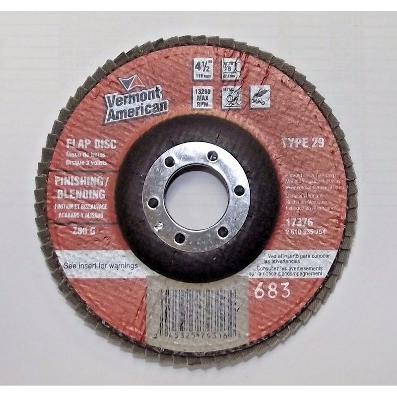 Vermont American 17376 4-1/2" x 7/8" Z80 Grit Zirconia Flap Disc Germany 10pcs.