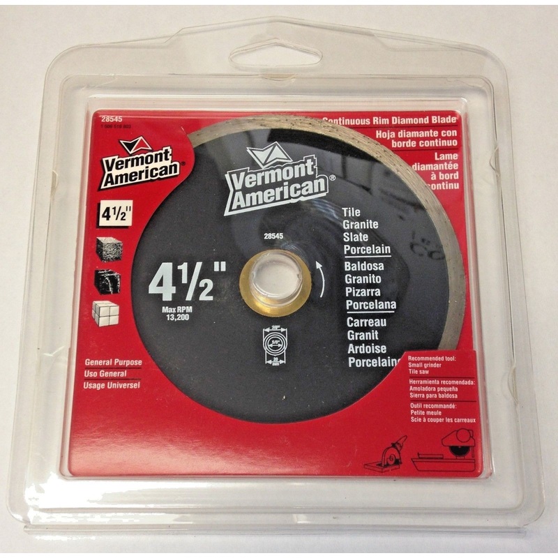 Vermont American 28545 4-1/2" Tile, Granite & Slate Continuous Rim Diamond Blade