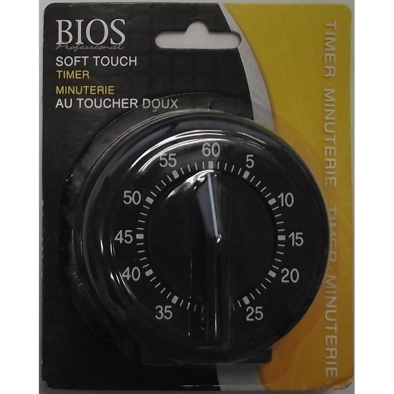 Bios DT125 60min Kitchen Cooking Timer Mechanical Rubberized Soft To Touch Black