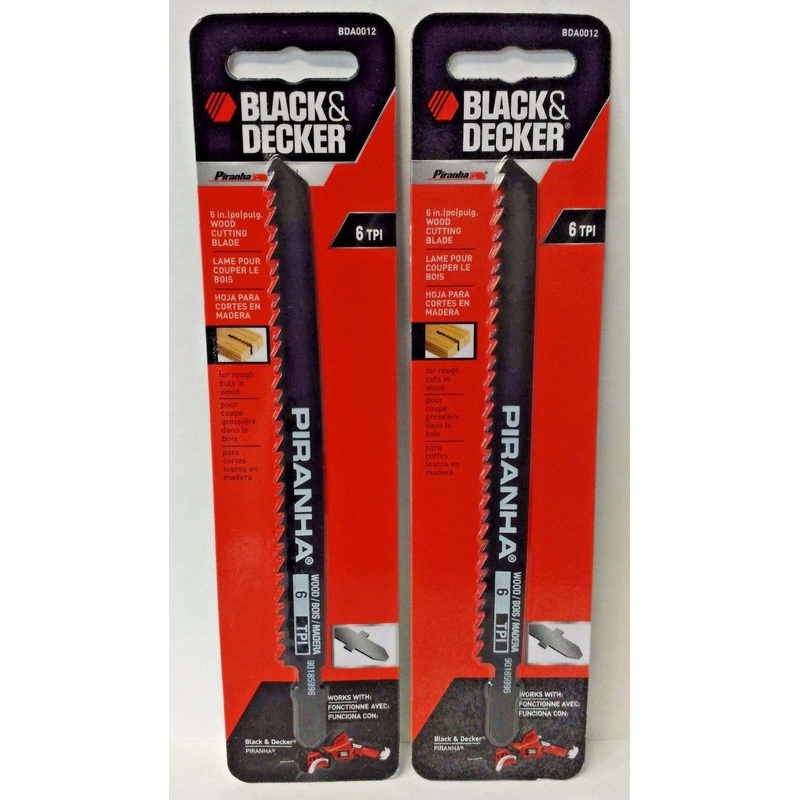 Black & Decker BDA0012 6" x 6 TPI Wood Cutting Piranha Saw Blade 2pk