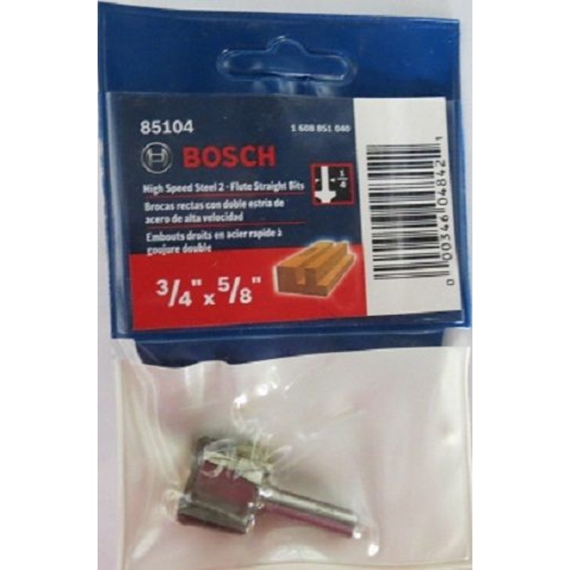 Bosch 85104 3/4" x 5/8" HSS 2-Flute Straight Bit