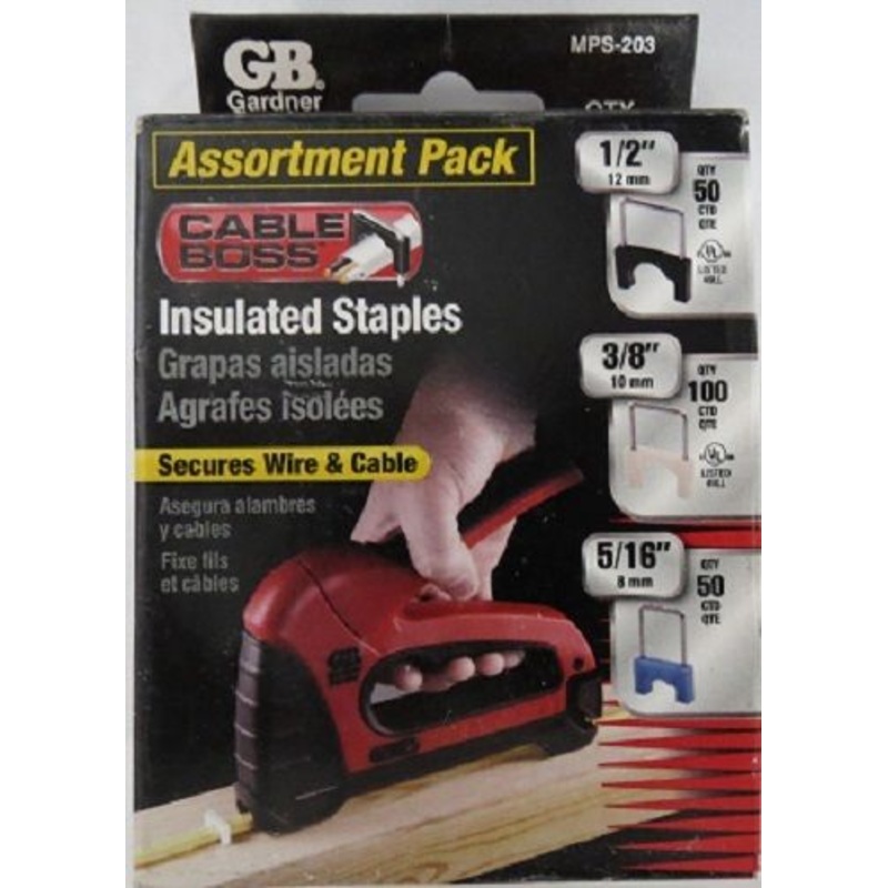 Gardner Bender MPS-203 Assortment Pack Insulated Staples 200Pk