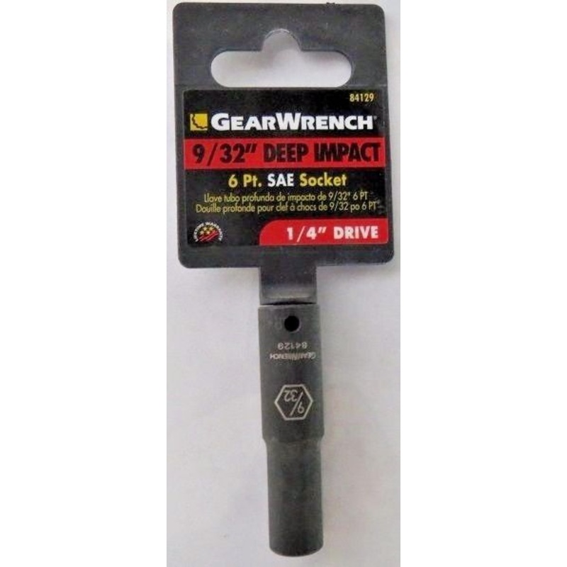 GearWrench 84129 1/4" Drive 6 Point Deep Impact SAE Socket 9/32"