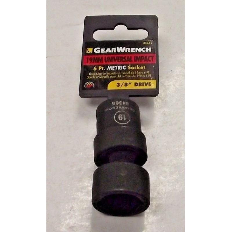 Gearwrench 84365 19mm Universal Impact Socket 3/8" Drive 6pt
