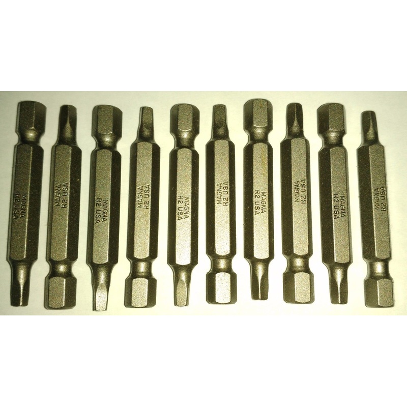 Magna 90142 #2 Square x 2" Insert Screw Bit Tips USA 1609426298 10PCS