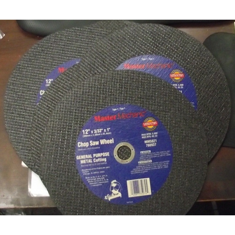 Master Mechanic MM5021 12" x 3/32" x 1" Metal Cutting Chop Saw Wheel USA 10 Pack