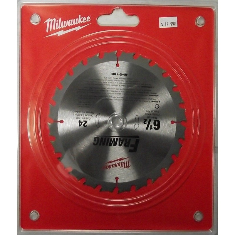 Milwaukee 48-40-4108 6-1/2" x 24 Carbide Tooth Saw Blade Clamshell Japan
