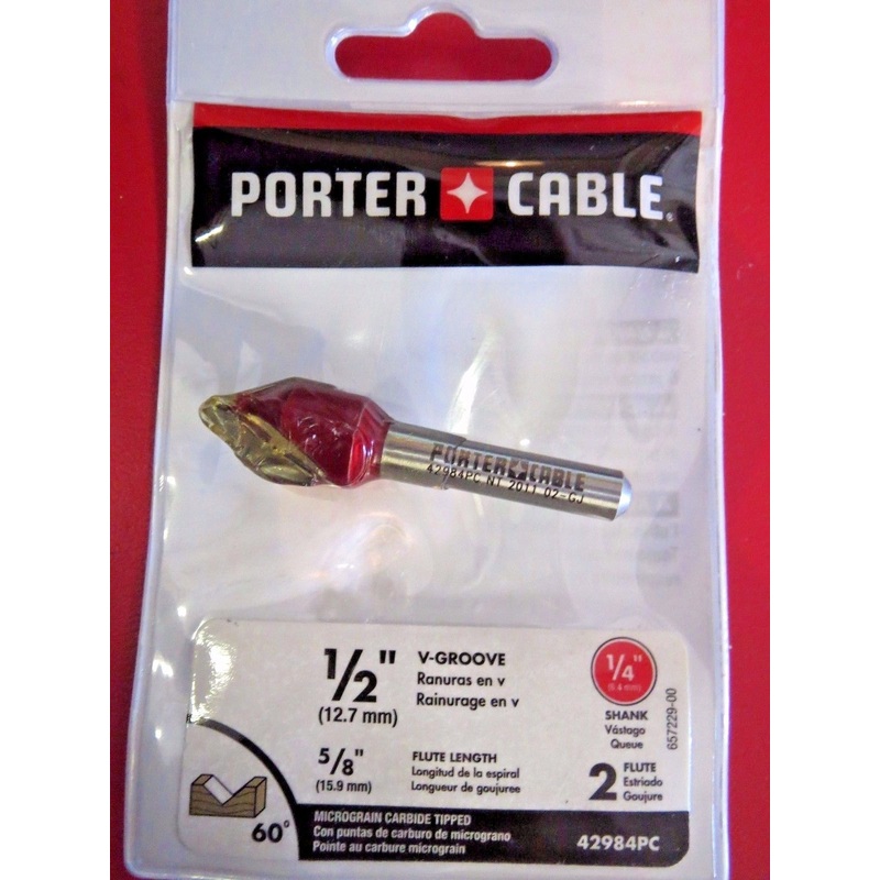 Porter Cable 42984PC 1/2" 60 V-Groove Router Bit 1/4 Shank