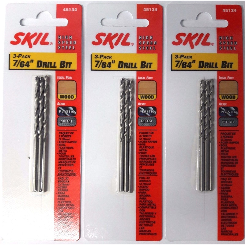 Skil 45134 7/64" HSS Polished Drill Bits 3 Packs of 3