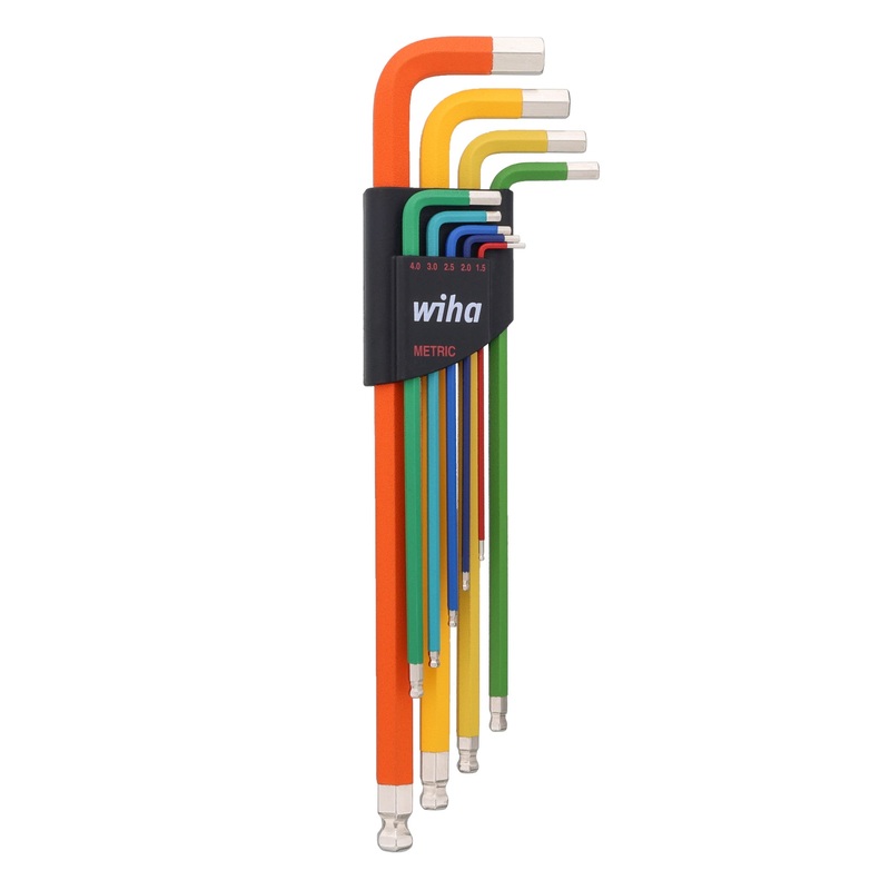 9 Piece Ball End Color Coded Hex L-Key Set - Metric