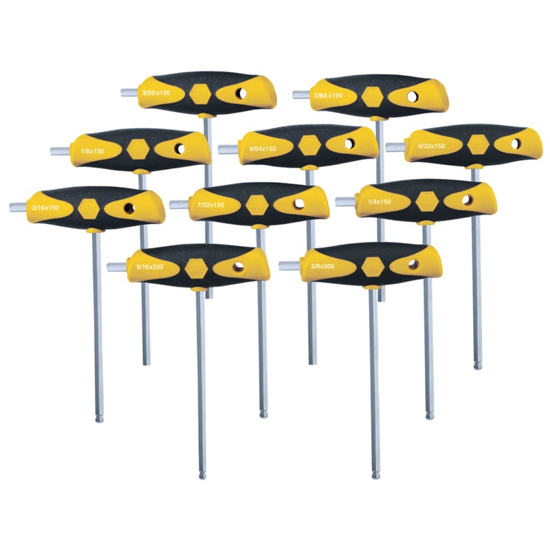 10 Piece SoftGrip Dual Drive Hex SAE T-Handle Set