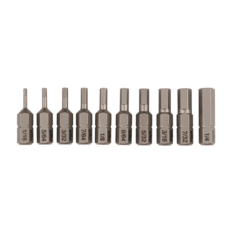 10 Piece Bit Set - Hex Inch