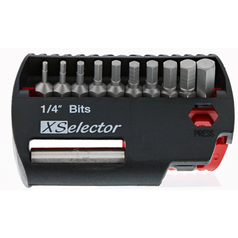 11 Piece Hex XSelector and Magnetic Bit Holder Set - 1/16" - 1/4"