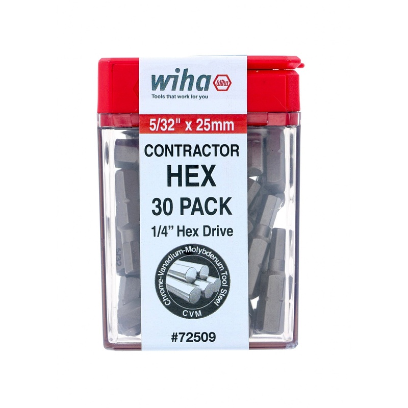 Hex Contractor Insert Bit 5/32" x 25mm - 30 Piece