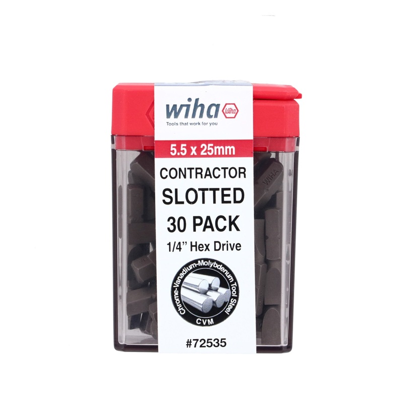 Slotted Contractor Insert Bit 5.5mm x 25mm - 30 Piece
