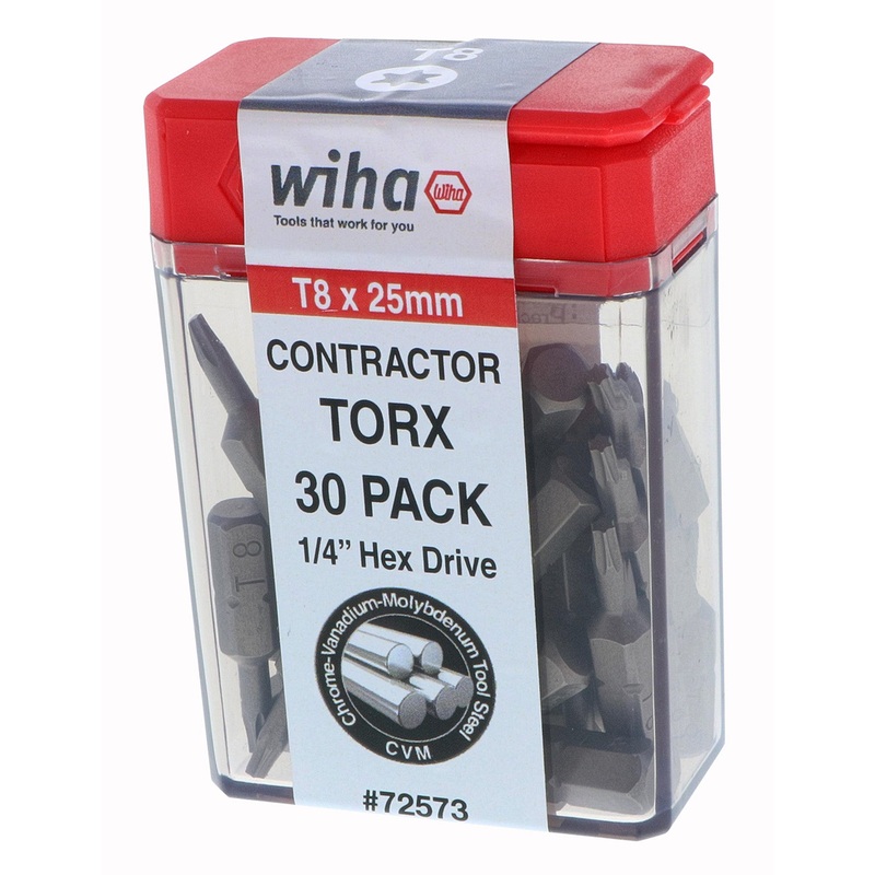 Torx Contractor Insert Bit T8 x 25mm - 30 Pack
