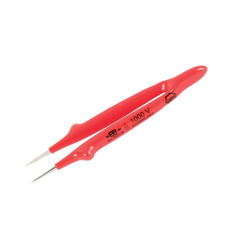 Insulated Tweezers Straight Fine 5"