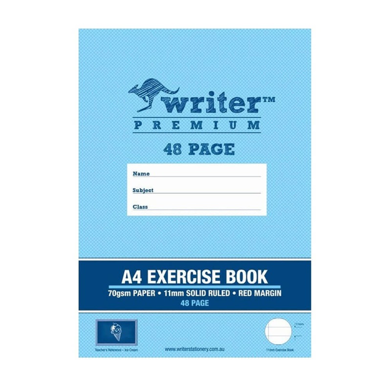 Livre d'exercice 48 pages avec une ligne et une marge gouvernes de 11 mm (A4)