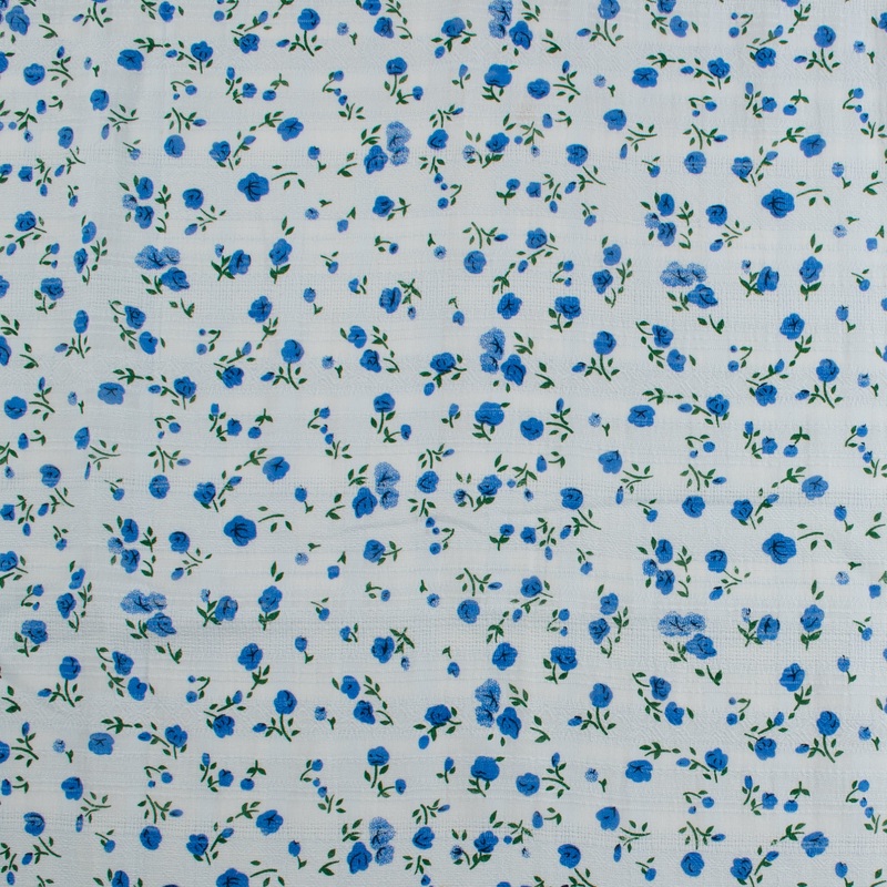 Printed cotton dobby - DAISY - 006 - Light Blue