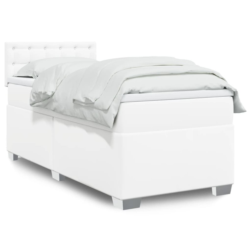 Sommier  lattes de lit avec matelas Blanc 100x200cm Similicuir