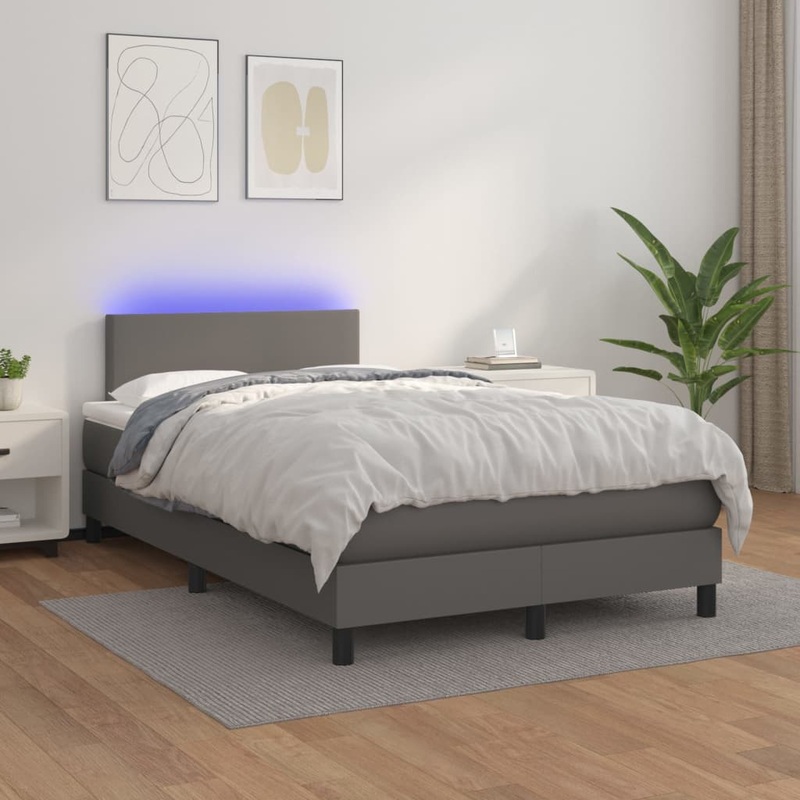 Sommier  lattes de lit avec matelas et LED Gris 120x200 cm