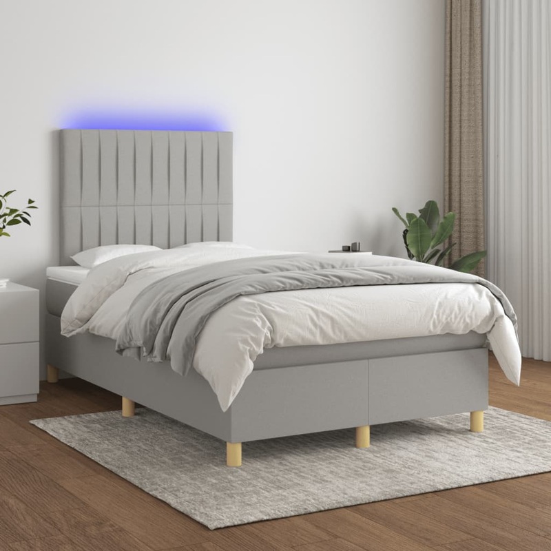 Sommier  lattes de lit matelas LED Gris clair 120x200 cm Tissu