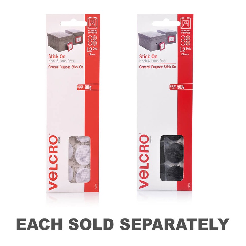 Stick Velcro sur des points de crochet et de boucle 22 mm (12pk)