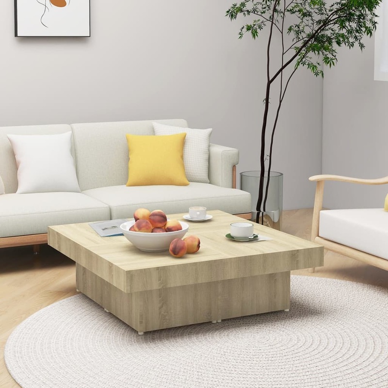 Table basse chne sonoma 90x90x28 cm bois d'ingnierie